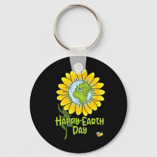 Happy Earth Day Elke dag Zonnebloem Kinder leraren Sleutelhanger