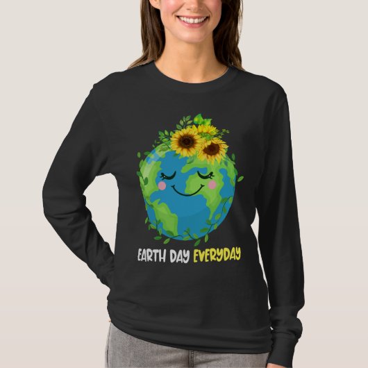 Happy Earth Day Everyday 2023 Earth Sunflower Save T-shirt (Voorkant)