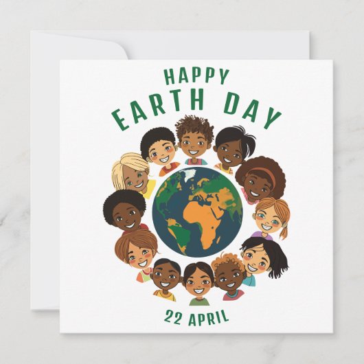 Happy Earth Day Flat Holiday Kaart (Voorkant)