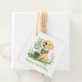 Happy Earth Day Golden Retriever Hondentuin Bedankjes Labels (In situ)