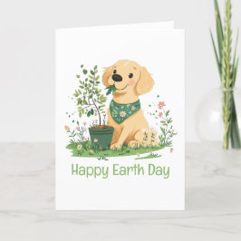 Happy Earth Day Golden Retriever Hondentuin Feestdagen Kaart