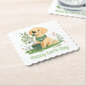 Happy Earth Day Golden Retriever Hondentuin Kartonnen Onderzetters (Gebogen)
