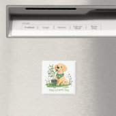 Happy Earth Day Golden Retriever Hondentuin Magneet (Insitu (Vaatwasser))
