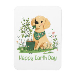 Happy Earth Day Golden Retriever Hondentuin Magneet