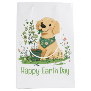 Happy Earth Day Golden Retriever Hondentuin Medium Cadeauzakje