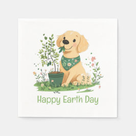 Happy Earth Day Golden Retriever Hondentuin Servet