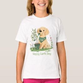 Happy Earth Day Golden Retriever Hondentuin T-shirt