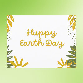Happy Earth Day Groene en Gouden Bloemen Feestdagenkaart