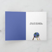 Happy Earth Day Hands Holding Planet in Space Feestdagen Kaart (Binnen)