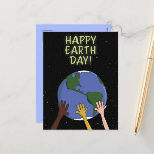 Happy Earth Day Hands Holding Planet in Space Feestdagenkaart