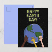Happy Earth Day Hands Holding Planet in Space Feestdagenkaart (Voorkant / Achterkant)