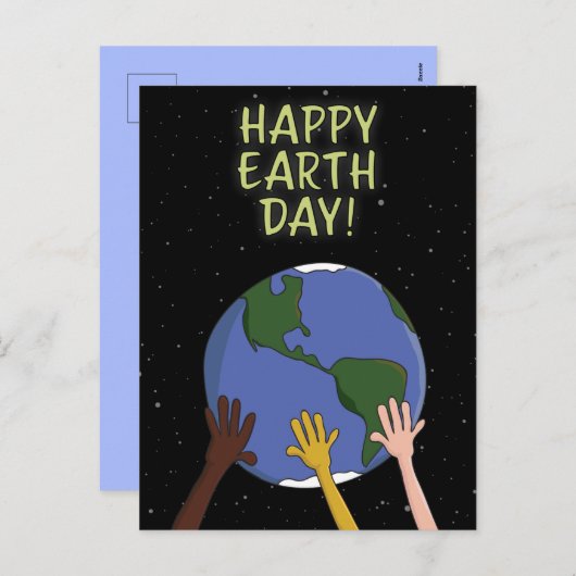 Happy Earth Day Hands Holding Planet in Space Feestdagenkaart (Voorkant / Achterkant)