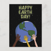 Happy Earth Day Hands Holding Planet in Space Feestdagenkaart (Voorkant)