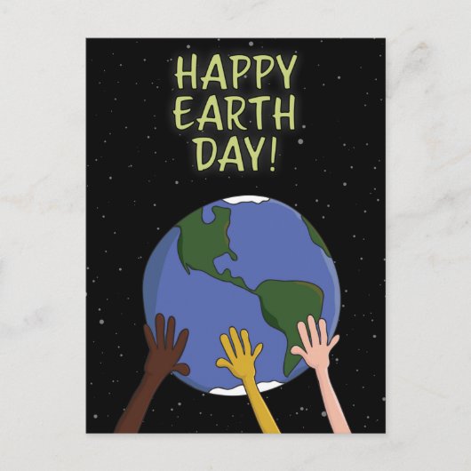 Happy Earth Day Hands Holding Planet in Space Feestdagenkaart (Voorkant)