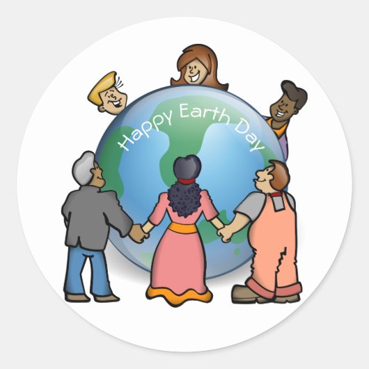 Happy Earth Day Happy People Ronde Sticker (Voorkant)