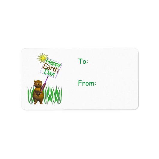 Happy Earth Day Hedgehog Gift Label (Voorkant)