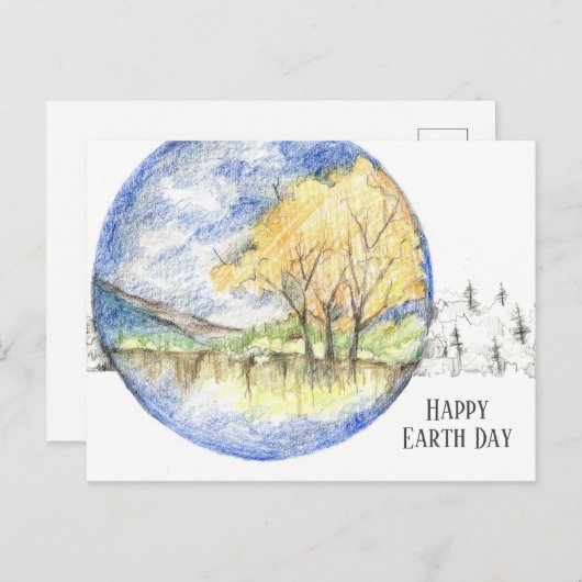 Happy Earth Day Honey Locust Trees Landscape Feestdagenkaart (Voorkant / Achterkant)