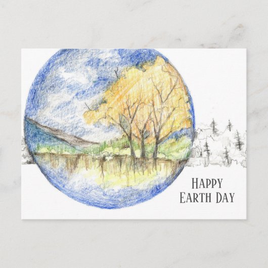Happy Earth Day Honey Locust Trees Landscape Feestdagenkaart (Voorkant)