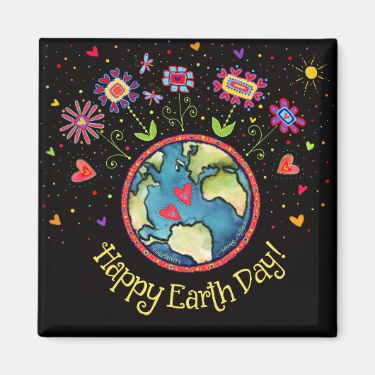Happy Earth Day Inspirativiteit Wereld Leuke Bloem Magneet (Voorkant)