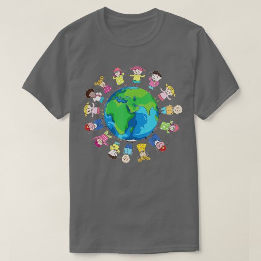 Happy Earth Day Kinderen over de hele wereld T-shirt (Design voorkant)