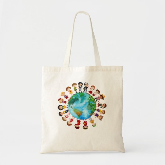 Happy Earth Day Kinderen over de hele wereld Tote Bag (Voorkant)