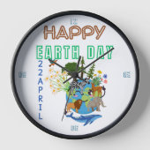 Happy Earth Day Muur Klok (Voorkant)