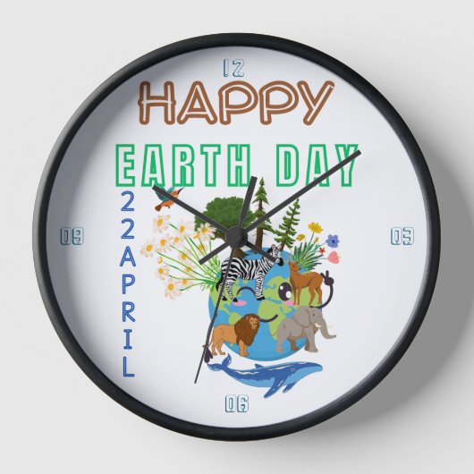 Happy Earth Day Muur Klok (Voorkant)