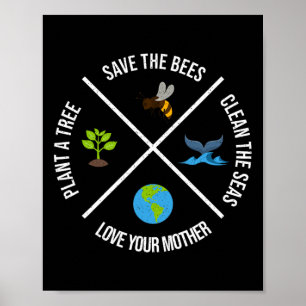 Happy Earth Day Plant Treedt schone Zeeen op om bi Poster