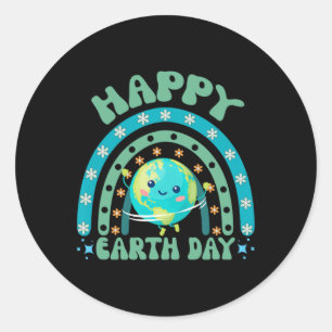 Happy Earth Day Rainbow Funny Earth Day Decoratie Ronde Sticker