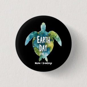 Happy Earth Day Red de aarde en red de schildpad Ronde Button 3,2 Cm
