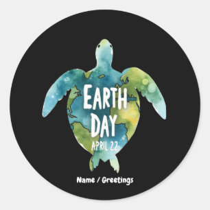 Happy Earth Day Red de aarde en red de schildpad Ronde Sticker