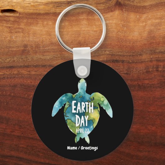 Happy Earth Day Red de aarde en red de schildpad Sleutelhanger (Voorkant)