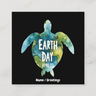 Happy Earth Day Red de aarde en red de schildpad Vierkante Visitekaartje