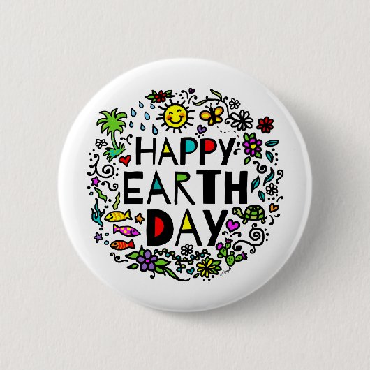 Happy Earth Day Ronde Button 5,7 Cm (Voorkant)