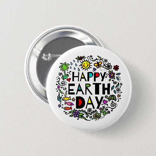 Happy Earth Day Ronde Button 5,7 Cm (Voorkant /achterkant)