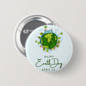 Happy Earth Day Ronde Button 5,7 Cm (Voorkant /achterkant)