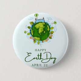 Happy Earth Day Ronde Button 5,7 Cm