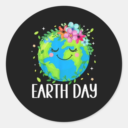 Happy Earth Day Ronde Sticker (Voorkant)