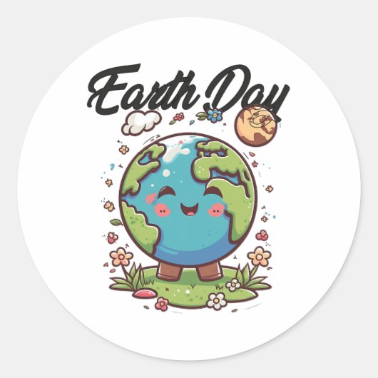 Happy Earth Day Ronde Sticker (Voorkant)