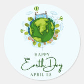 Happy Earth Day Ronde Sticker (Voorkant)
