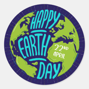 Happy Earth Day Ronde Sticker