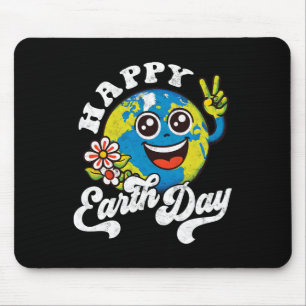 Happy Earth Day Schattige vredesteken Bloem Muismat