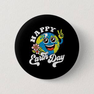 Happy Earth Day Schattige vredesteken Bloem Ronde Button 5,7 Cm