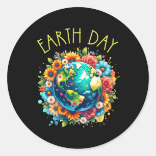 Happy Earth Day Shirt Cute Earth met Florence Eart Ronde Sticker