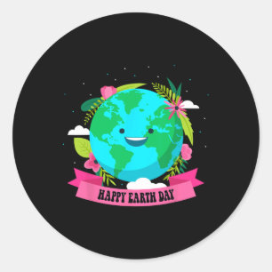 Happy Earth Day Shirt Cute Earth met Florence Eart Ronde Sticker