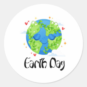 Happy Earth Day Shirt Schattige Earth Day Mannen V Ronde Sticker