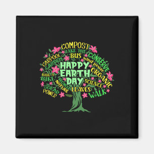 Happy Earth Day Tree Illustratie Word Art Magneet