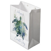 Happy Earth Day Turtle Design Medium Cadeauzakje (Voorkant Gekanteld)