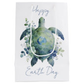 Happy Earth Day Turtle Design Medium Cadeauzakje (Achterkant)