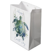 Happy Earth Day Turtle Design Medium Cadeauzakje (Achterkant Gekanteld)